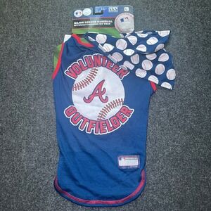 Pets First MLB Atlanta Braves Pet Tank & Bandana Set Large Blue New Baseball